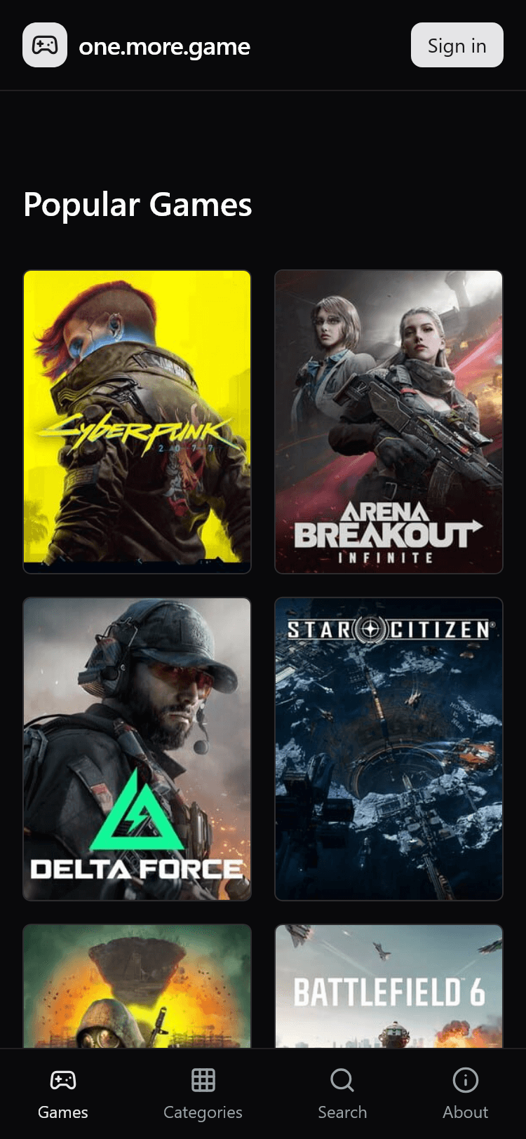 Mobile app screen dark